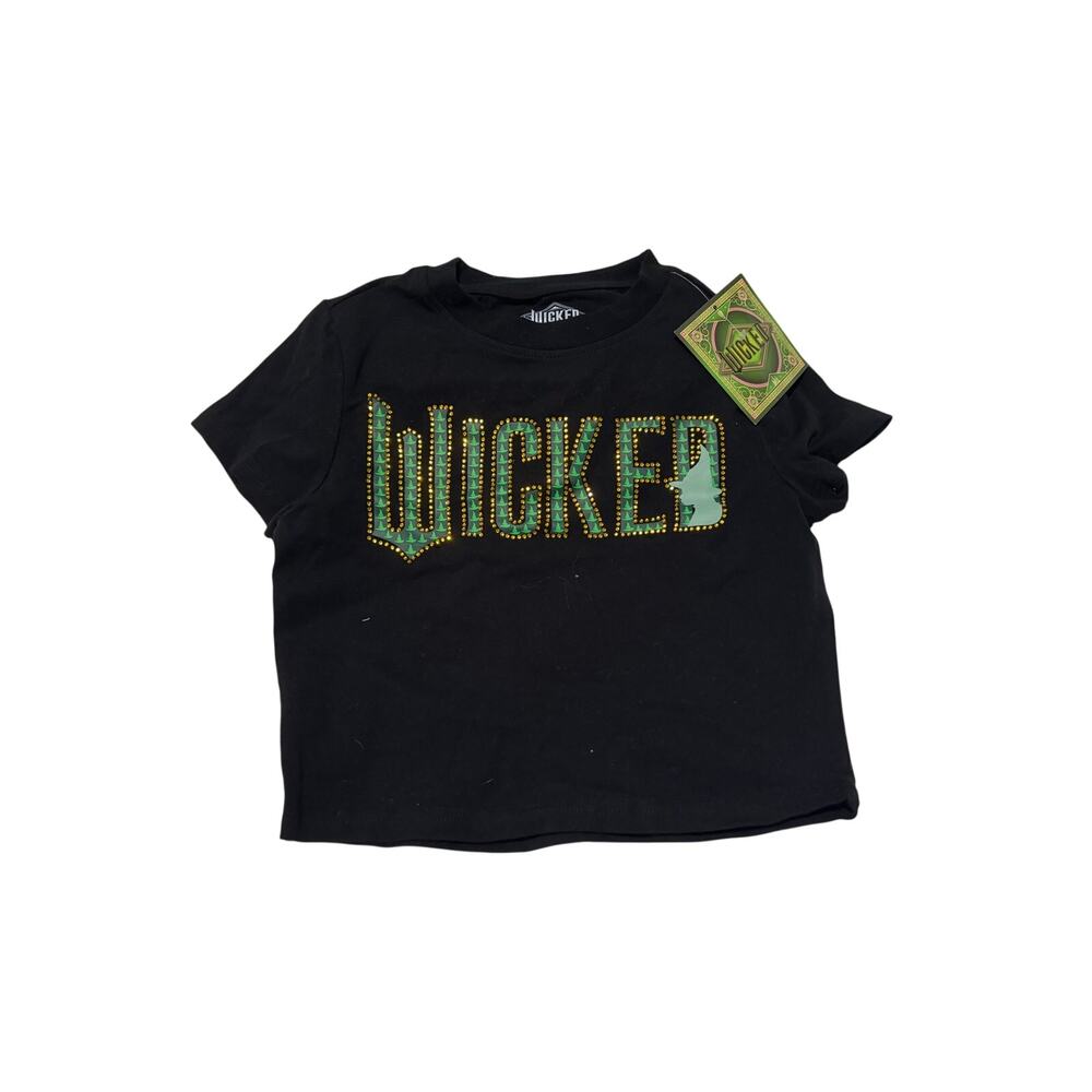 Wicked S black green hobby accents t shirt shorter style not full crop nwt